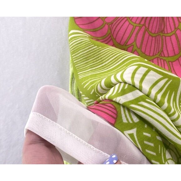 Trina Turk Silk Dress 8 Floral Print Shift Coastal Preppy Retro USA with belt - Picture 8 of 12